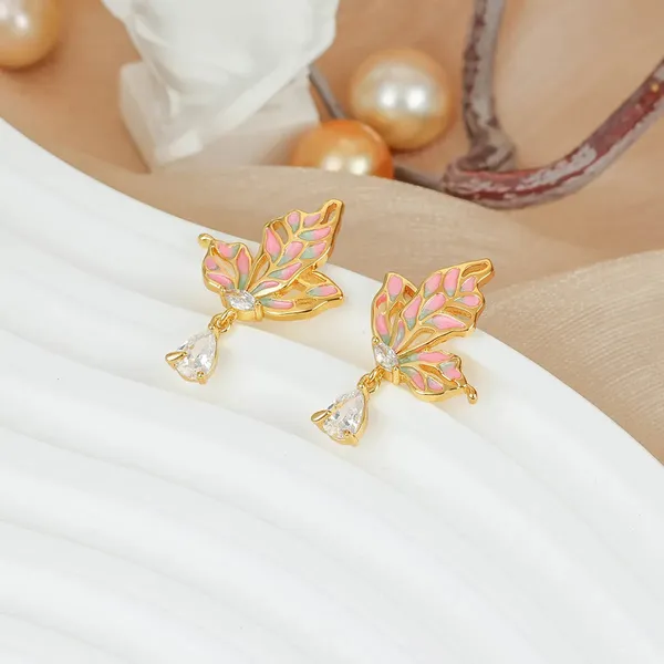 Gold_Enamel_Butterfly_Earrings_For_Women